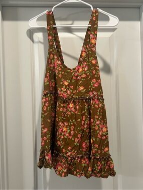 Matilda Jane On a Whim Women’s Medium Green Crisscross Tank Pink & Green Floral